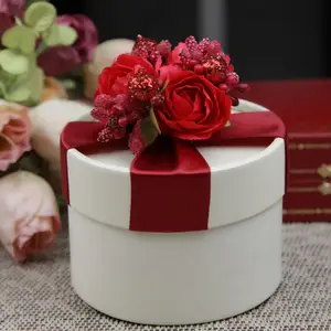 Caixa redonda de doces para casamento, caixa de papel para lembrancinhas