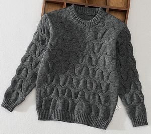 P18B119TR Children's Boy Cotton O Neck <strong>Cable</strong> <strong>Knit</strong> <strong>Sweater</strong> - Product Image 4