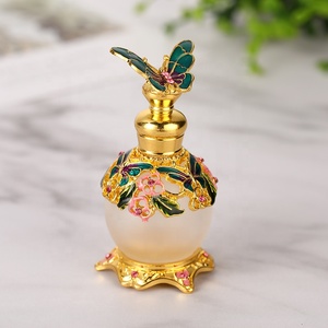 Flacons de parfum papillon brevetés en alliage métallique européen de 15 ml, flacons d'huile essentielle antique en verre, flacon d'attar, sortie d'usine # 70255S - Product Image 2
