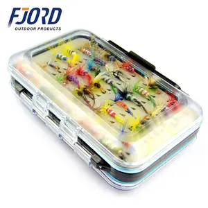 FJORD Promotion 64pcs/set With Box Dry Fishing Tackle Fly Fishing Lure Mosquito Flies Lures Hook Fishing Lure Set