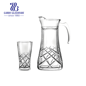 جودة عالية 7 قطعة إبريق ماء طقم كؤوس عصير وعاء غلاية زجاجية مع غطاء و مقبض - Product Image 6
