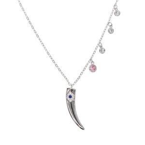 <span class=keywords><strong>Collana</strong></span> <span class=keywords><strong>con</strong></span> ciondolo in <span class=keywords><strong>corno</strong></span> <span class=keywords><strong>con</strong></span> occhio di CZ inciso <span class=keywords><strong>con</strong></span> ciondolo a goccia in nappa color oro rosa <span class=keywords><strong>argento</strong></span> - Product Image 3