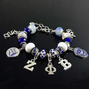 Wholesale Founded 1920 Greek Letter Sorority Fraternity European Bead Zeta Phi Beta DIY Bracelet