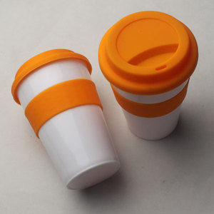 Tasse avec couvercle en PE, <span class=keywords><strong>réutilisable</strong></span>, personnalisé, bon marché, tasse à café blanche unie - Product Image 2