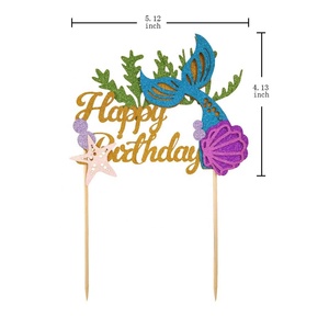 YOT personalizzato bambina regalo di compleanno sirena Cake Topper <span class=keywords><strong>buon</strong></span> compleanno decorazione torta Toppers per Baby Shower - Product Image 2