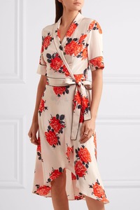 V Neck Banded Women Long Sleeve <strong>Wrap</strong> <strong>Silk</strong> Print <strong>Dress</strong> - Product Image 5