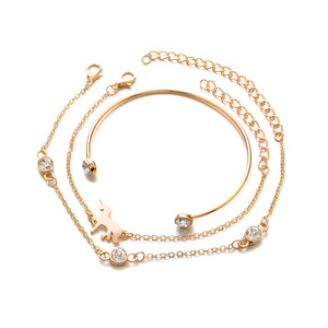 Thời Trang Hợp Kim Rhinestone Bangle Bạc Vàng <span class=keywords><strong>3</strong></span> cái/bộ Ngựa Pha Lê Vòng Đeo Tay Cho Phụ Nữ - Product Image 2