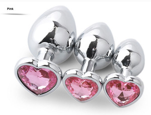 Herzform Edelstahl Big <span class=keywords><strong>Ass</strong></span> Sexspielzeug Metall Butt Anal Plug Set - Product Image 3