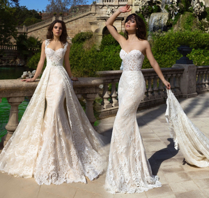 Elegante Abito da Sposa con Applicazioni in Pizzo, Scollatura a Cuore e Gonna Staccabile, Modello Sirena 2020 WF055 - Product Image 4