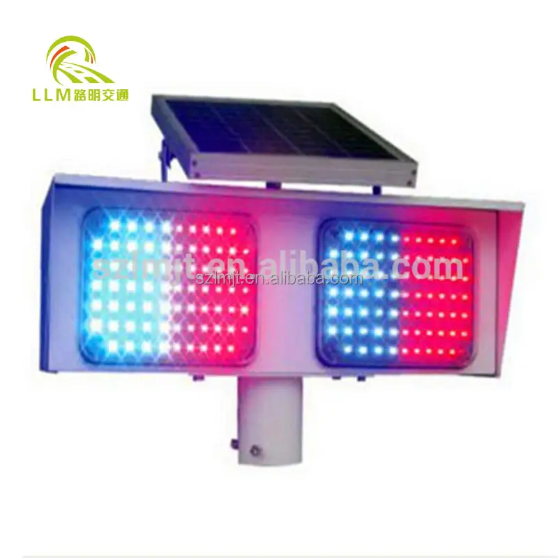 12 V/Güneş enerjili mini kırmızı ve mavi LED yanıp sönen trafik strobe ışıkları