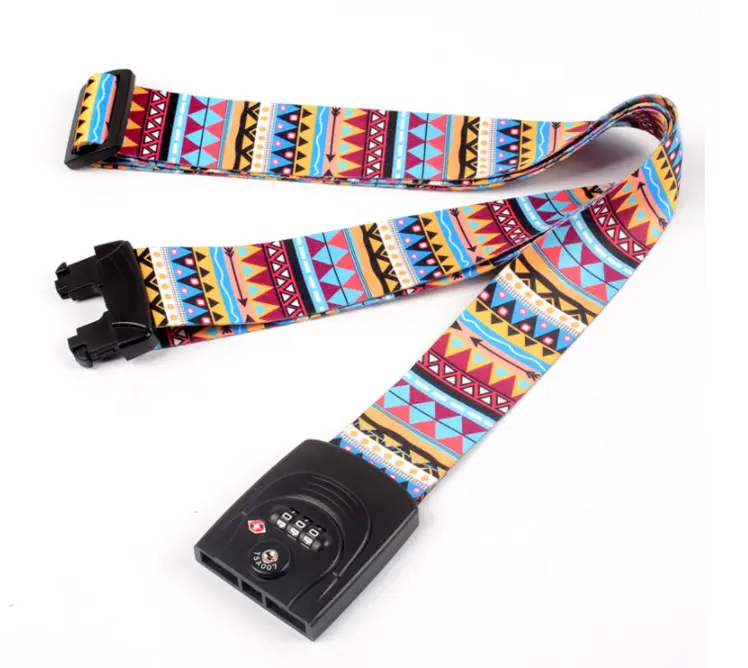 wholesale custom Promotional printed spot baggage checked safety belt lock belts packaged with luggage straps