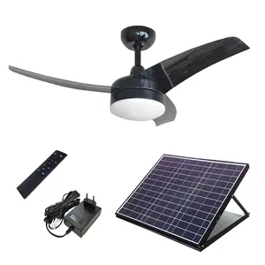 Wholesale fan 3 blades-Remote Control AC DC Double Use Ceiling Vent Sunny Solar Powered 24V DC Cooling Fan with Light 42'' 3 Blades Solar Ceiling Fan