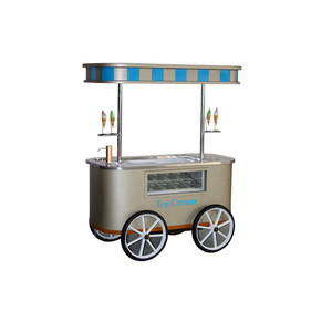 CE-geprüfte mobile Hand Push Hard Ice Cream Cart Eis am Stiel Cart mit Vitrine