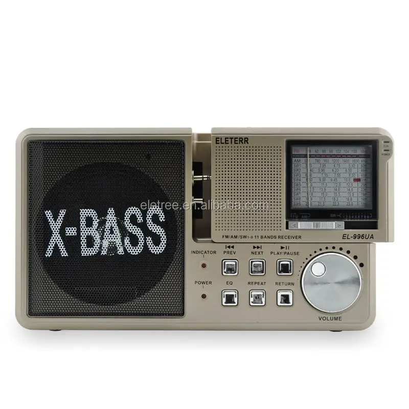 HAONING X-BASS FM/AM/SW1-6 8BAND USB, TRANSFORMER AC/headphone/AUX-IN Jack PORTABLE RADIO HN-996UAR