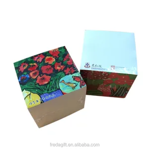 Promotional paper gift custom logo design pen hole note block memo cube