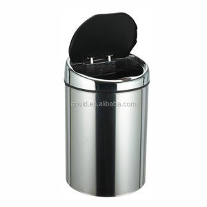 4L SMART Sensor Dustbin Stainless Steel Round <strong>Silver</strong> Color Trash Can Waste <strong>Bin</strong> with Mirror Surface and Chrome Plated - Product Image 2
