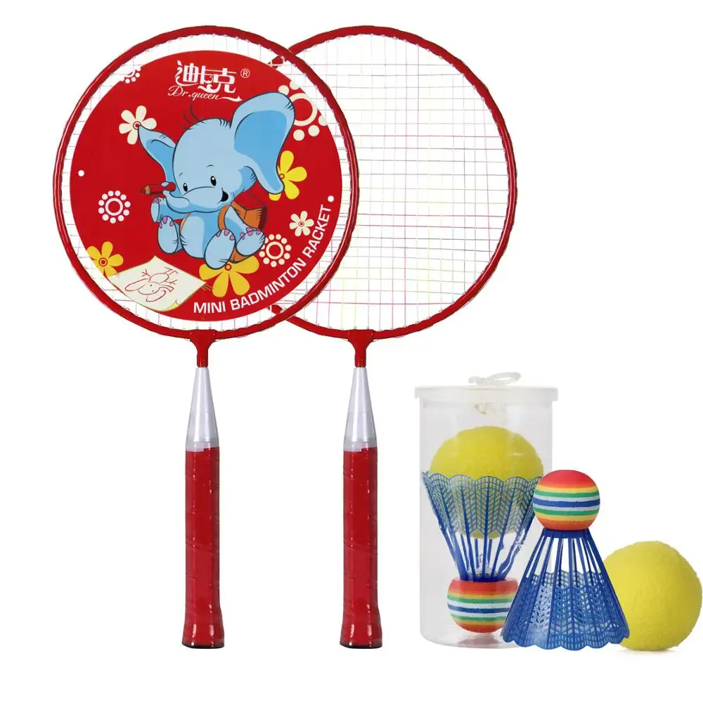 DECOQ Children Badminton Rackets Kit Kids Mini Crossminton Rackets and Ball Set Include 2 Rackets, 1 Rainbow Badminton and Bag