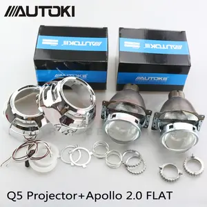 Autoki Car Styling Auto Metal Q5 3.0 inch HID Bi xenon Headlight Projector Lens+Apollo 2.0 Flat Shrouds Use D2S D2H Bulbs Lamp