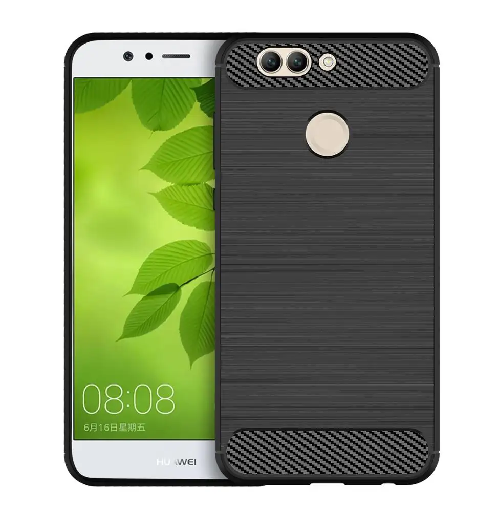 Carbon Fiber Shockproof Soft tpu Back Cover Phone Case For Huawei Nova 2 Plus