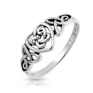 Silver jewelry zinc alloy antique silver celtic knots heart wedding ring