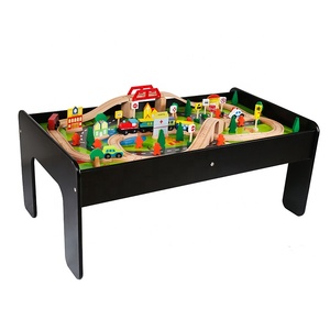 Table de train en bois pour enfants, jouet de train en bois pour la maternelle, 90 pièces, vente en gros, W04C009B - Product Image 2