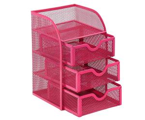 Set di Organizzatori per <span class=keywords><strong>Scrivania</strong></span> in Rete Metallica Wideny, Nero e <span class=keywords><strong>Rosa</strong></span>, per Ufficio - Product Image 1