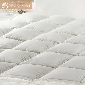 Luxury double goose duck down feather mattress /rayon bamboo toppers twin xl polymer elastic mattress topper