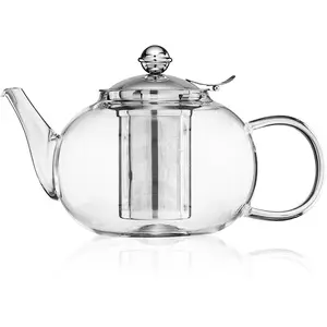 Glass Teapot Kettle with Stainless Steel Infuser Stovetop Safe Blooming and Loose Leaf Tea Large Capacity 1200ml 40oz