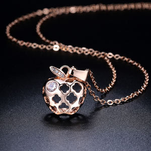 Collar con colgante de circonia cúbica, joyería colorida, color rosa dorado, N619-M - Product Image 4