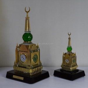 المملكة العربية السعودية كريستال 24K الذهب مطلي مكة الملكي برج الساعة نموذج تذكارية هدية