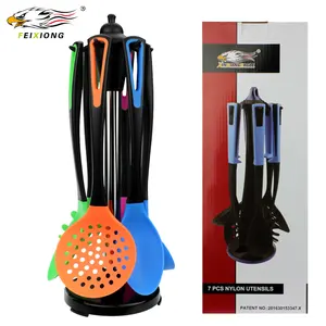 Utensílios de cozinha de nylon, conjunto de 7 peças de 2018 de utensílios para cozinha popular e colorido