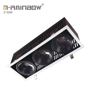 Rectángulo ajustable cob rejilla punto 30 W 60 W 90 W parrilla empotrada led abajo luz 2*30 w cob iluminación led red - Product Image 6