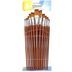 13 pièces/ensemble artiste pinceau Long manche Nylon cheveux forme plate pour huile <span class=keywords><strong>aquarelle</strong></span> acrylique <span class=keywords><strong>peinture</strong></span> pinceau Art fournitures - Product Image 6