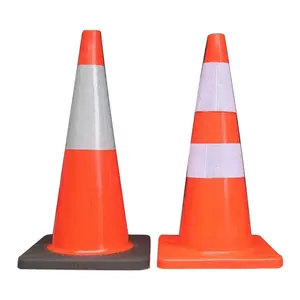 28' PVC Reflective Pop Up Road Parking Cone Construction Traffic Safety Cones