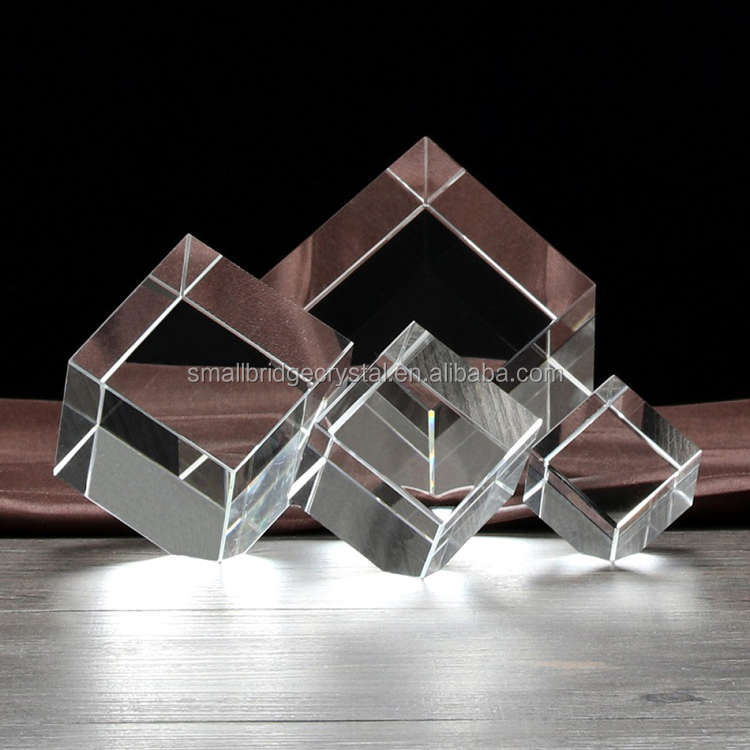 Cubo de cristal k9 gravado a laser 3d, bloco de cristal simples 60mm 80mm branco cristal bloco