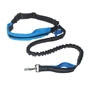 Großhandel Hände frei laufende Taille Hund Leine Hund Nylon Hände frei laufende Bungee einziehbare Blei mit Taillen tasche