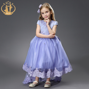 Robe princesse pour petites filles, vêtements fantaisie violettes, tenue de fête d'anniversaire, de spectacle, pleine longueur, violet, - Product Image 1