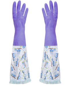GC2008 Long Caoutchouc Fournitures de cuisine imperméable durable PVC plus velours gants de vaisselle ménage <span class=keywords><strong>voiture</strong></span> nettoyage gants chauds - Product Image 2