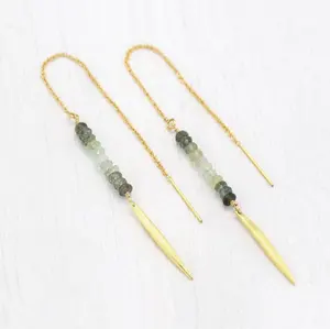 <span class=keywords><strong>Orecchini</strong></span> con infilatore in <span class=keywords><strong>argento</strong></span> Sterling 925 con <span class=keywords><strong>acquamarina</strong></span> naturale minimalista marzo Birthstone - Product Image 1