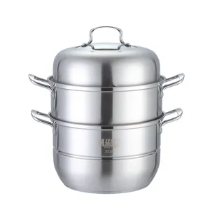 S/S304 3-layer Paslanmaz Çelik Vapur Pot Metal Hamur Vapur Taşınabilir Gıda Vapuru