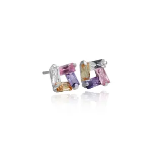 S925 silver jewelry silver earrings wholesale colorized gemstone ear studs