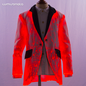 2019 Luminous Fiber Optic Fabric Led Slim Fit <strong>Dinner</strong> Wedding Prom Formal Suit Kid Boy blazer Children Suit Child Clothes
