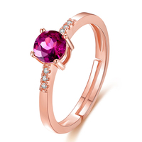 Anillo De Plata De primera ley y piedra granate para Mujer, sortija, Plata esterlina 925, corte redondo, 5mm, color rojo, 2021