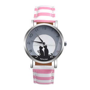 Montre à Quartz en Faux cuir pour femme, horloge analogique à imprimé chat mignon, de Sport, décontractée, reloj mujer, collection - Product Image 3