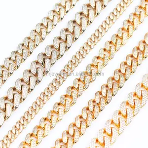 Nuevo 14k chapado <span class=keywords><strong>en</strong></span> oro <span class=keywords><strong>CZ</strong></span> helado cadena de eslabones cubanos hombres hip hop joyeria - Product Image 1