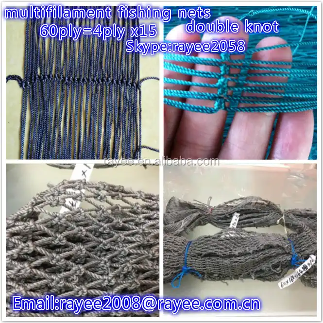 redes de monofilamento de nylon nudo apretado, redes de pesca, red