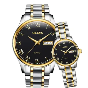 OLEVS 5568 Luxury Lovers Stainless Steel Quartz Watch Men Couples Watches Automatic Week Calendar Wristwatch reloj mujer