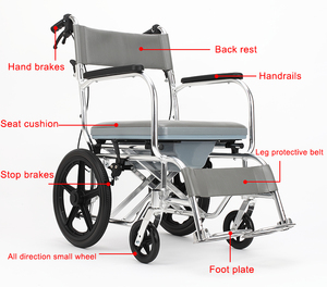 Kursi Toilet Portabel dengan <span class=keywords><strong>Bedpan</strong></span>, Kursi Roda Model Commode Aluminium - Product Image 2