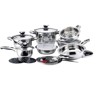 Sản Phẩm Mới Phong Cách Đơn Giản Cạnh Rộng Thép Không Gỉ 21 Cái Cookware Đặt Cảm Ứng Dựa