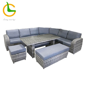 Outdoor Pe Rotan Waterdichte Meubels Patio Meubelen Set Glazen Tafel Sectionele Bank Tuin Set - Product Image 3